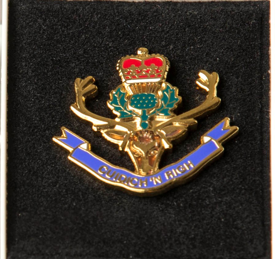 Queen's Own Highlanders(Seaforth and Camerons) lapel badge.